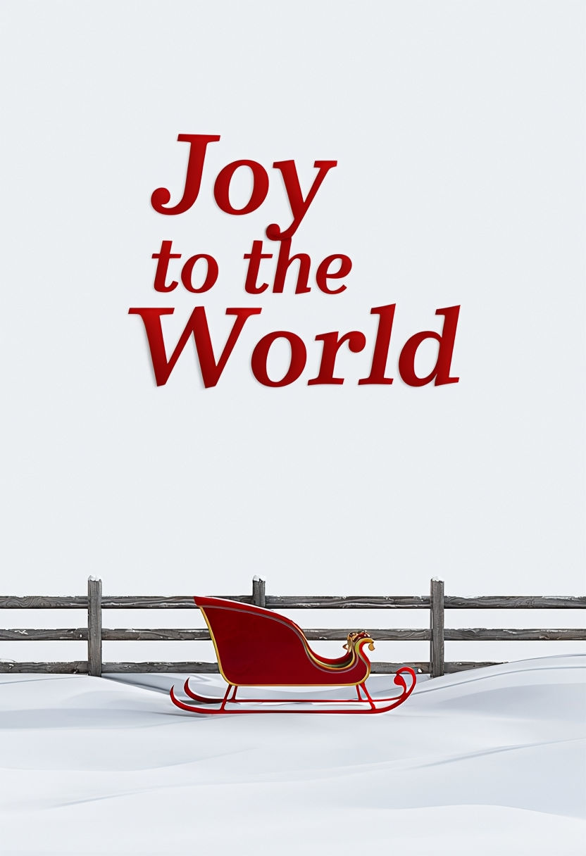 Joy to the World Sleigh in Snowy Landscape Art