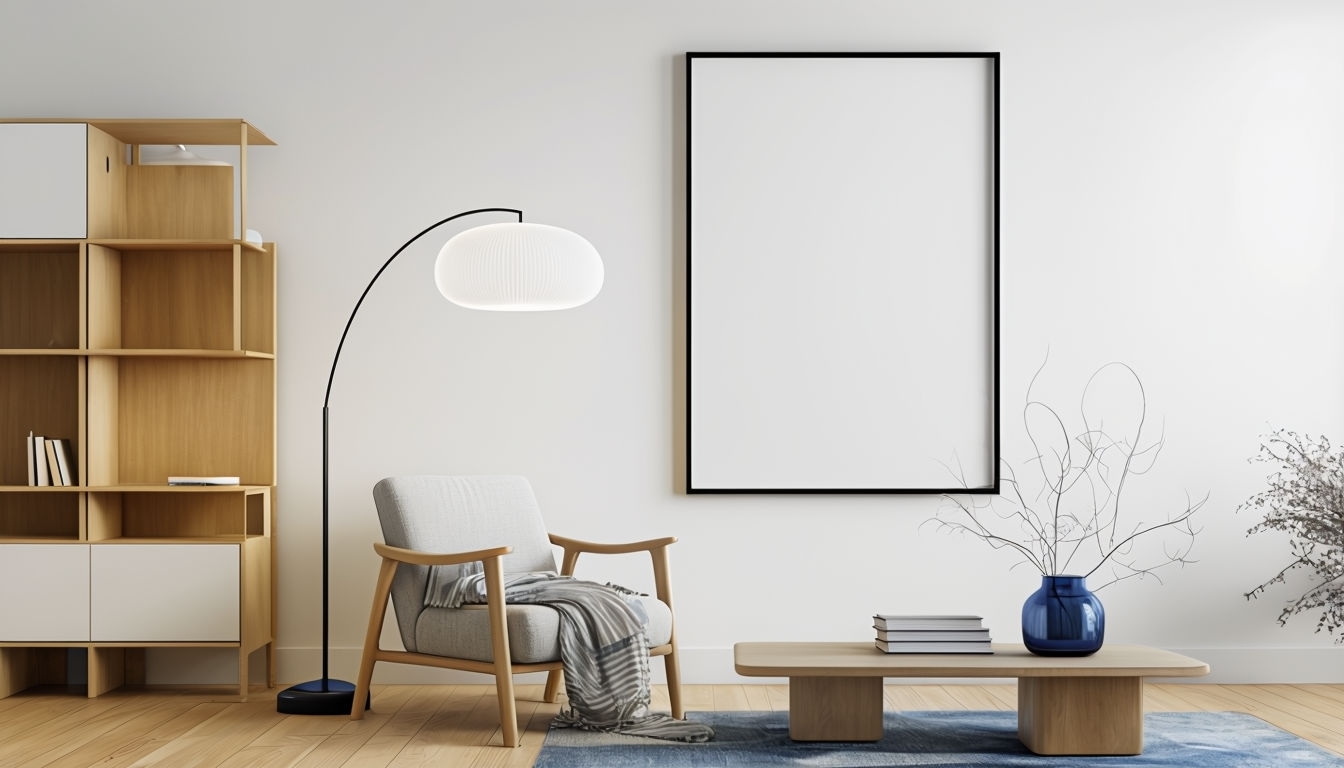 Contemporary Cozy Living Room Mockup Illustration