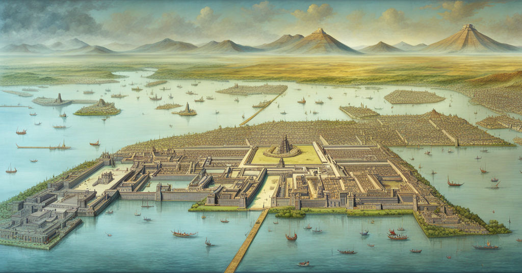 Architectural illustration of Tenochtitlan by paulo caetano - Playground