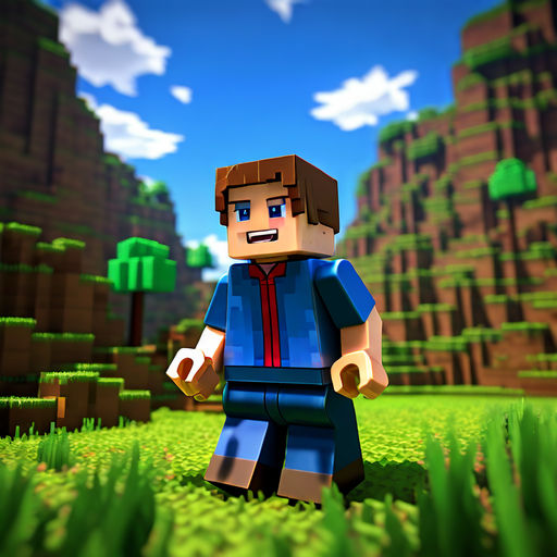 A picture in Minecraft style and NS written on almost the en... by ...