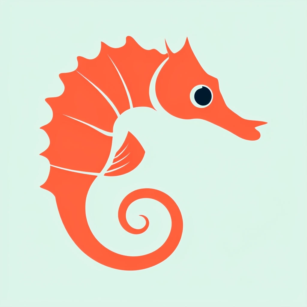 Minimalist Coral Seahorse Vector Graphic Design Sticker
