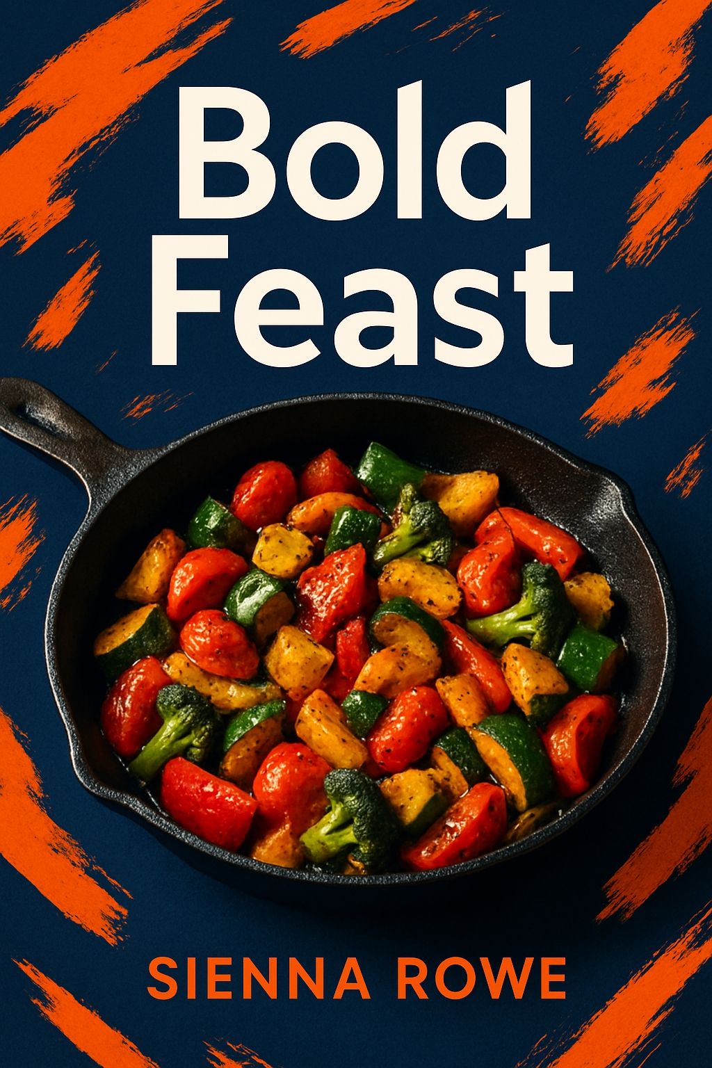Vibrant Bold Feast Cookbook with Colorful Roasted Vegetables EBook Cover