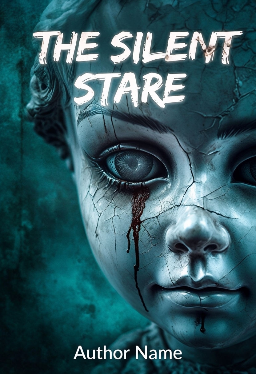 Chilling Psychological Horror Novel Cover with Antique Doll Face EBook Cover