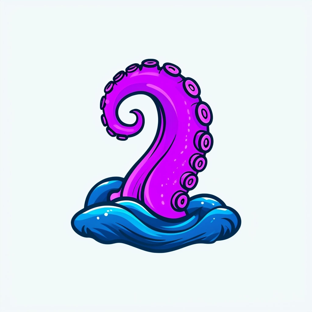 Vibrant Purple Octopus Tentacle Illustration Sticker