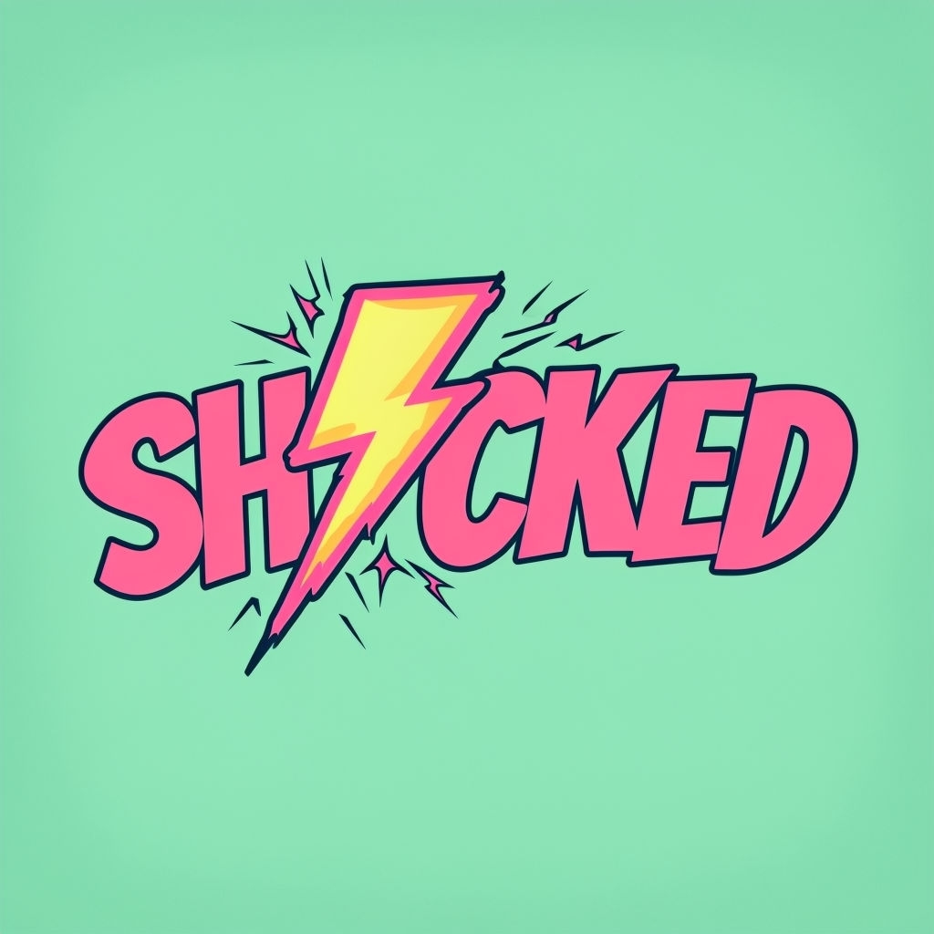 Playful SHOCKED Cartoon Text with Lightning Bolt T-Shirt