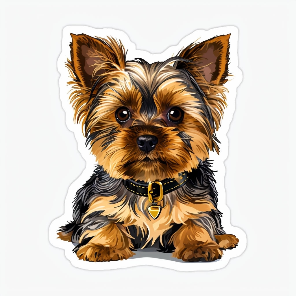 Adorable Yorkshire Terrier Puppy Sticker with Realistic Details