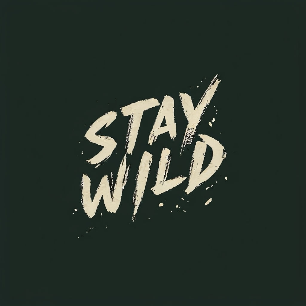 Stay Wild Typography Design on Dark Forest Green Poster