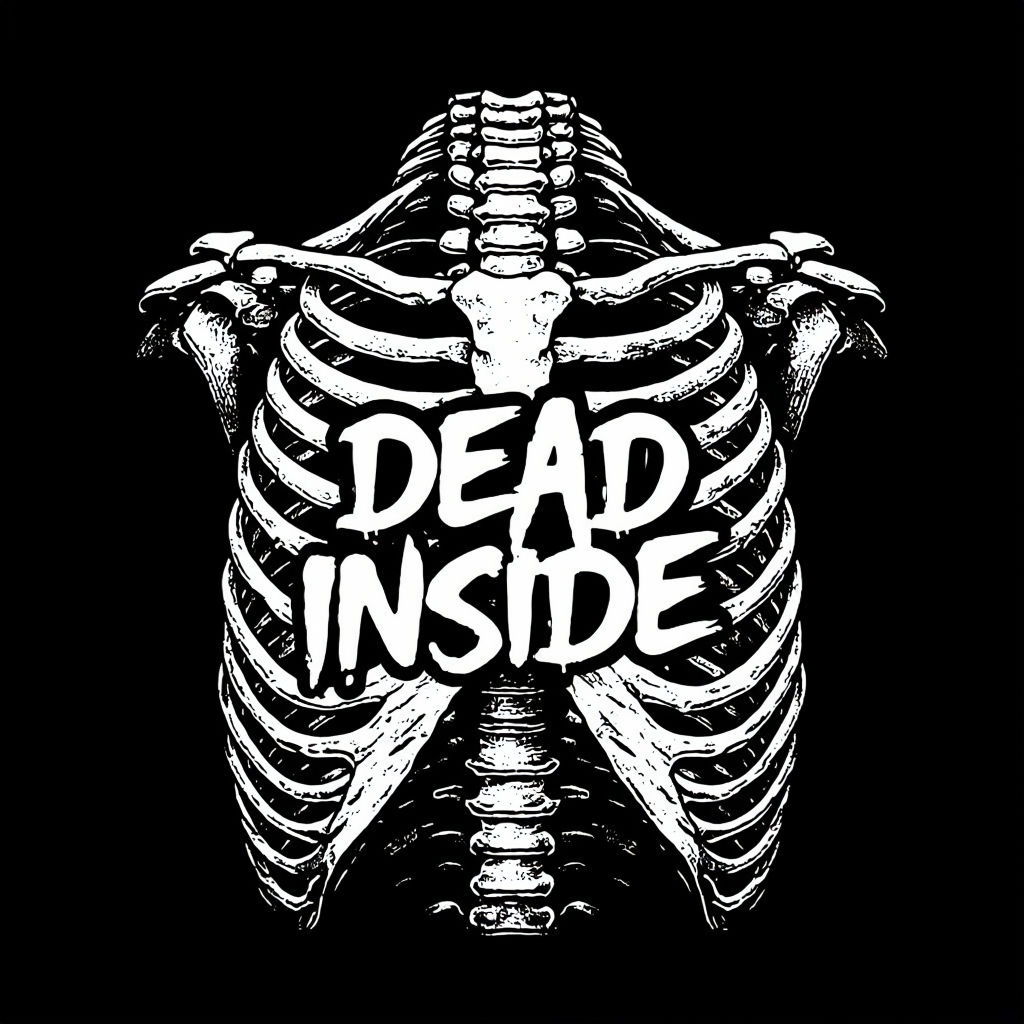 Dead Inside Skeleton Ribcage Graphic T-Shirt