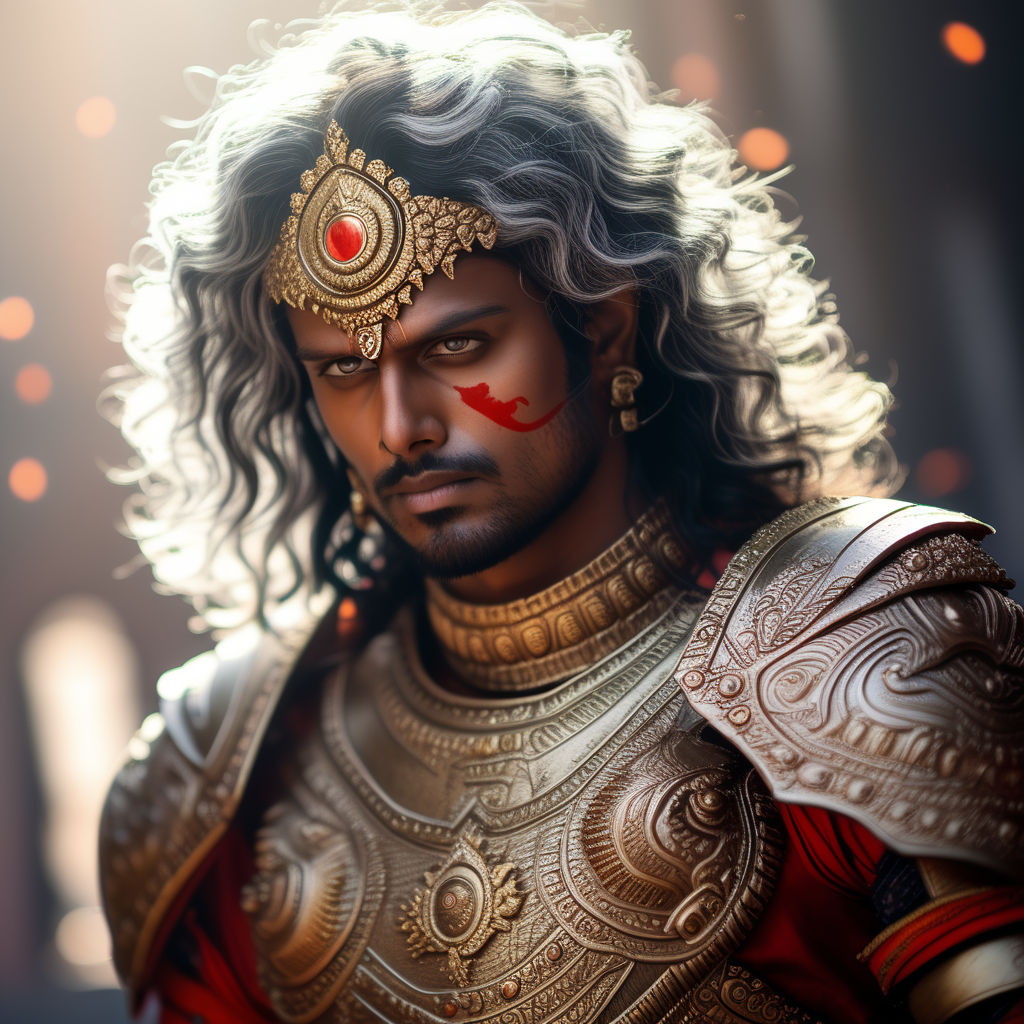 Hindu Handsome Warrior Prince Karna wearing sun sign armour by Audisio ...