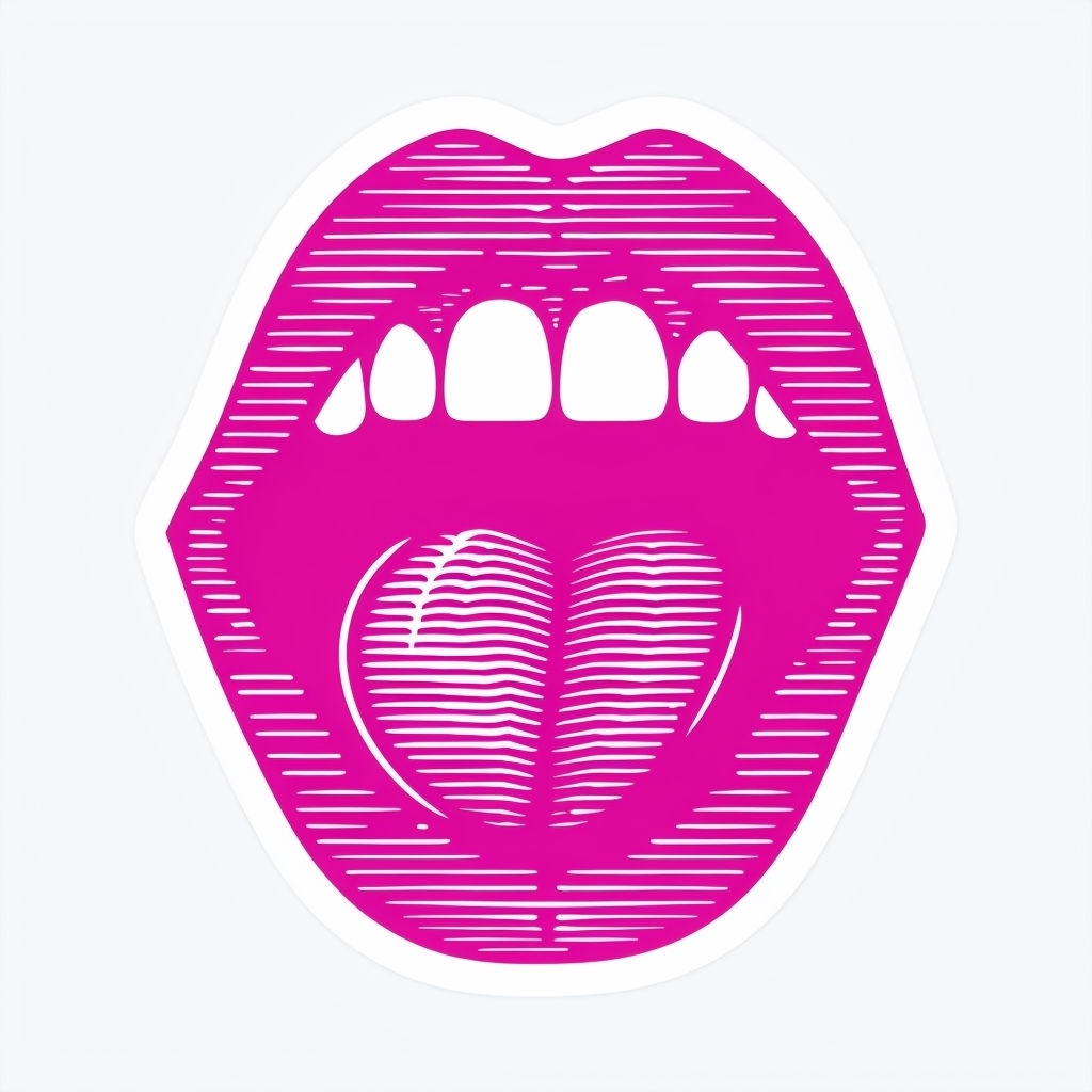 Vivid Magenta Open Mouth Graphic Design Sticker