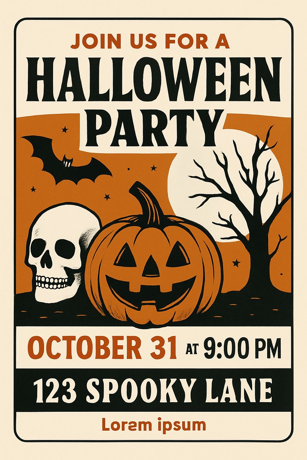 Vintage Halloween Party Invitation Poster Design