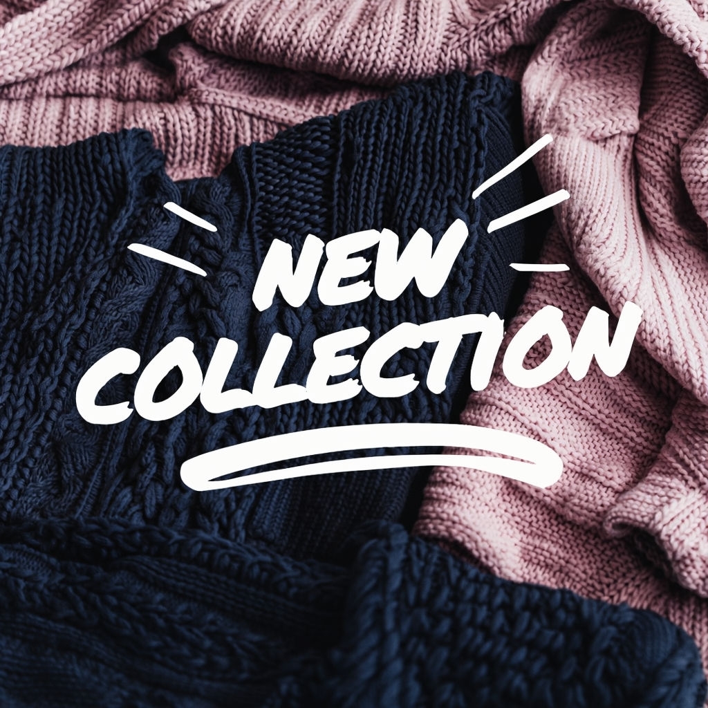 Vibrant Knitted Sweaters New Collection Promotional Graphic Social Media Post