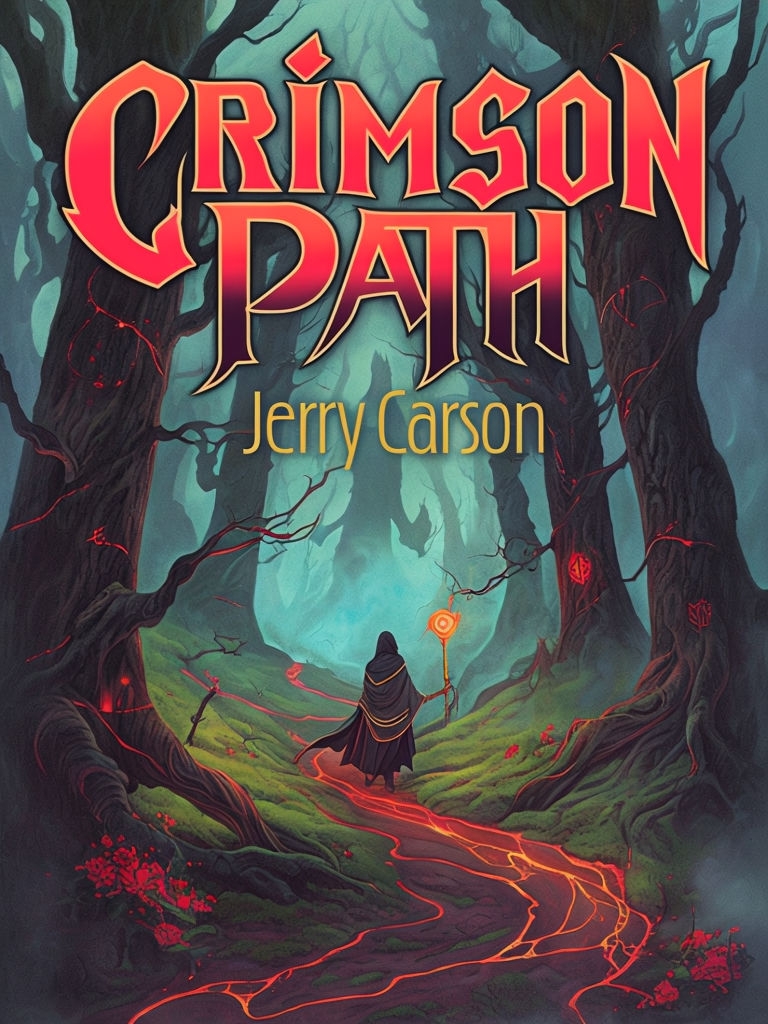 Crimson Path Enchanted Forest Fantasy Illustration EBook Cover