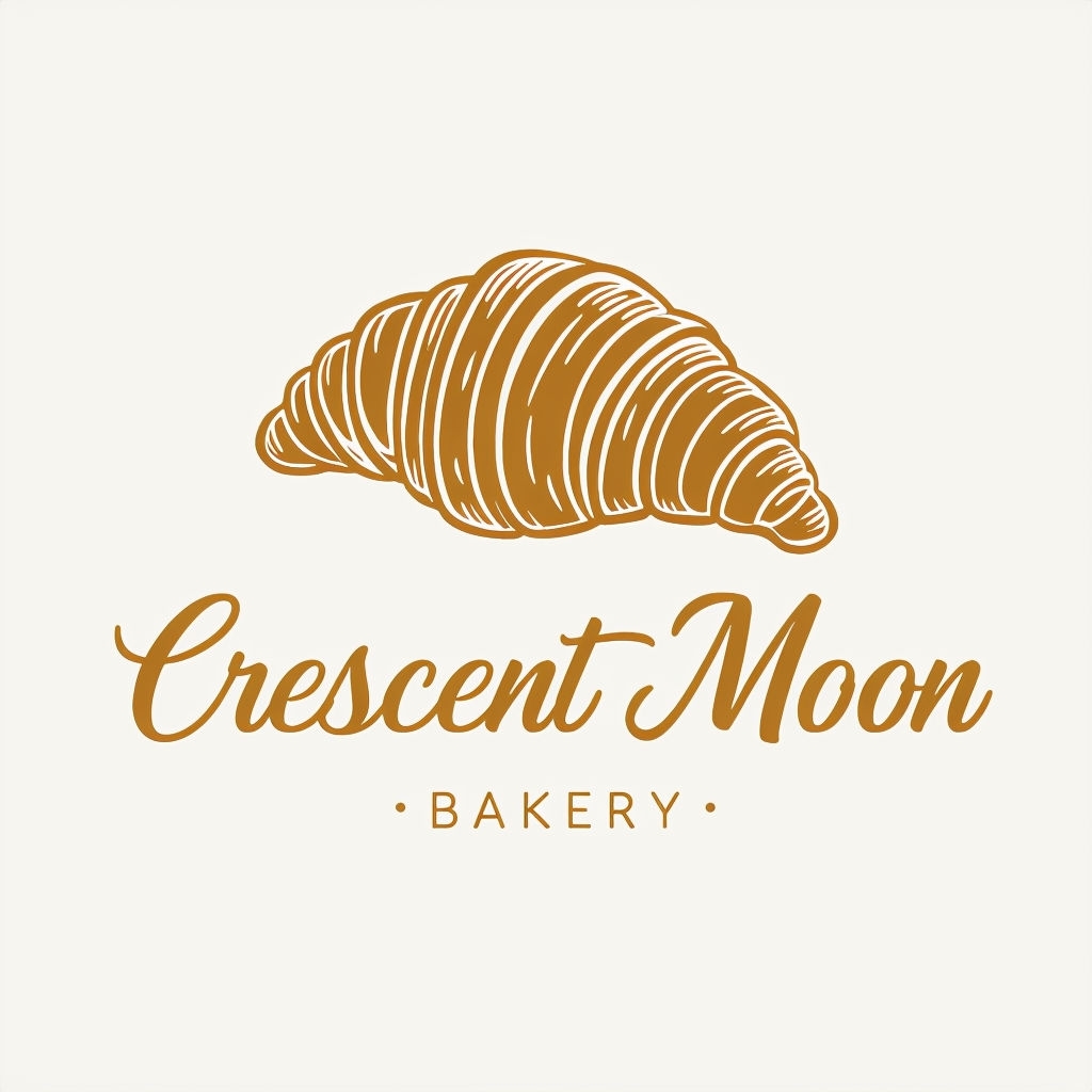 Elegant Crescent Moon Bakery Minimalist Logo Design