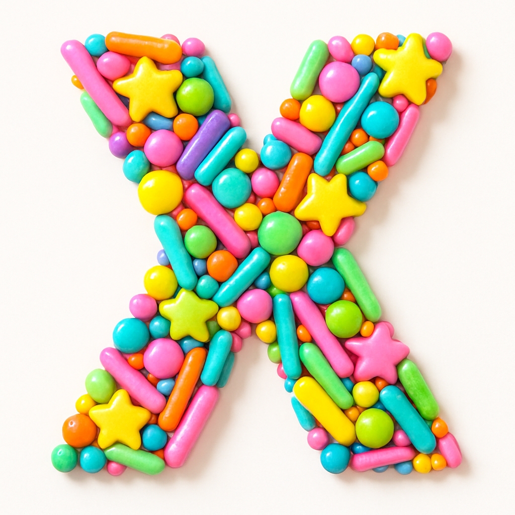 Colorful Candy Letter X Illustration for Monogram Design