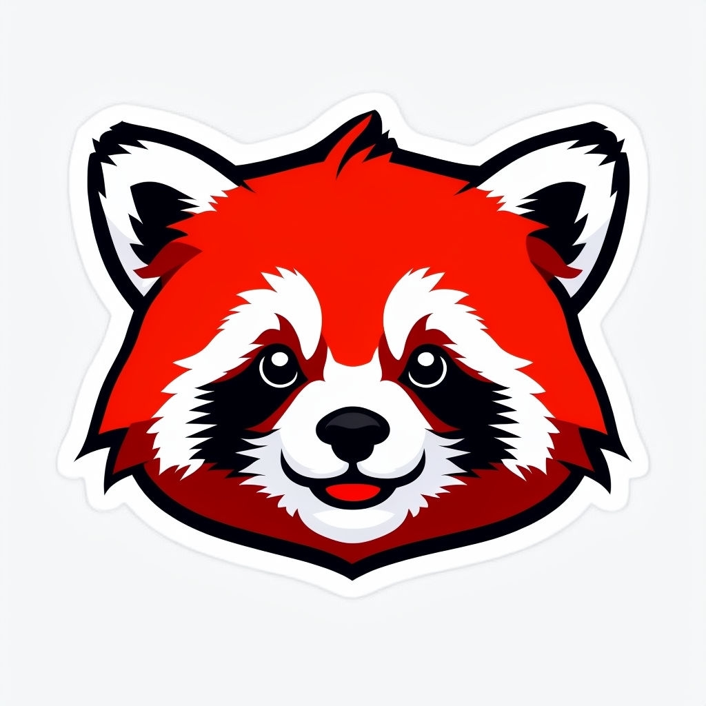 Vibrant Cartoon Red Panda Head Illustration Sticker