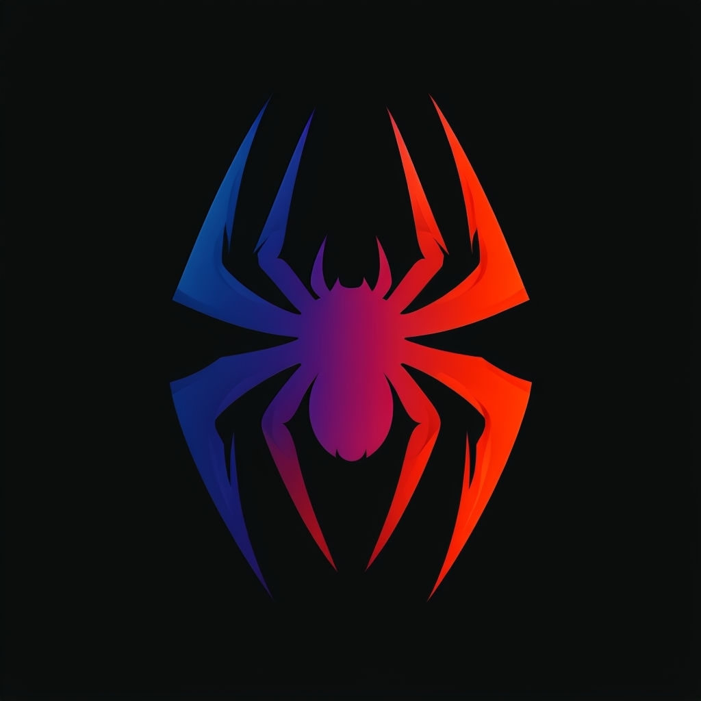 Stylized Gradient Spider Logo Minimalist T-Shirt