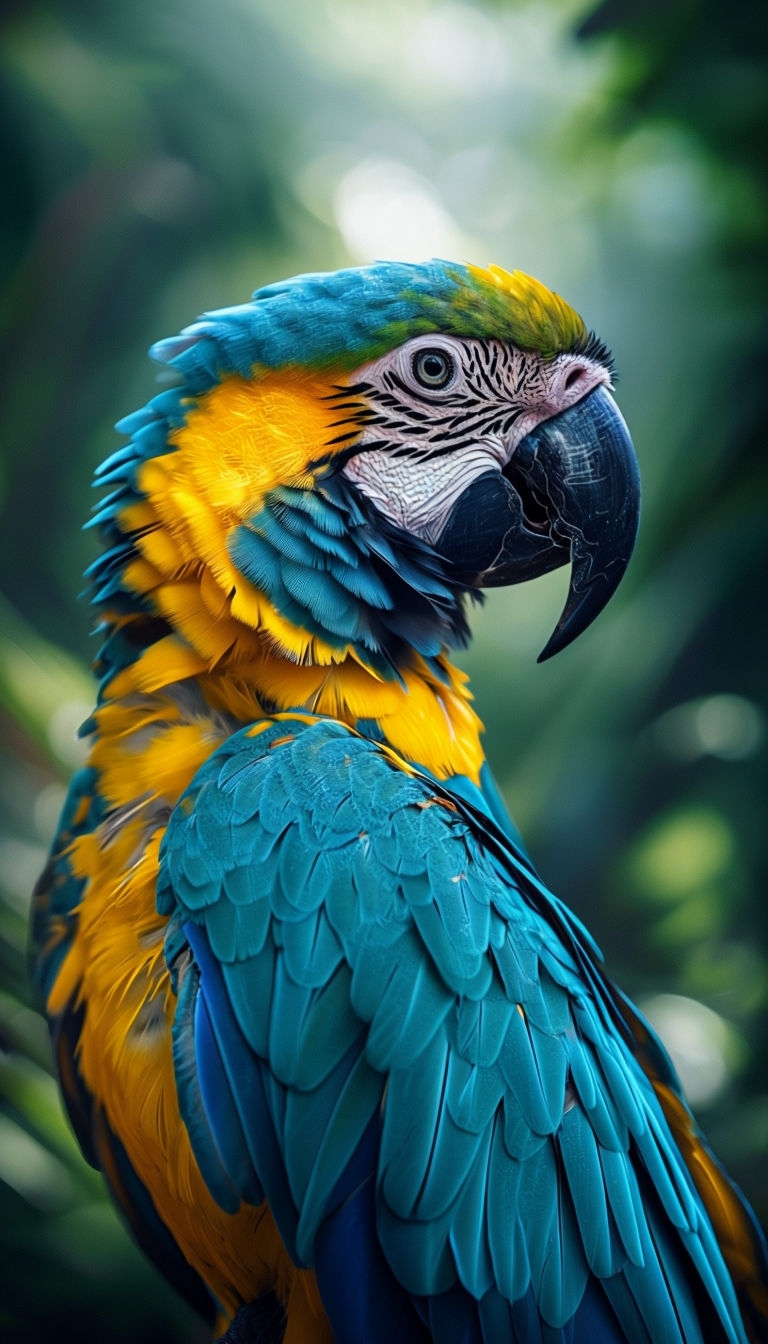 Vibrant Blue-and-Yellow Macaw Close-Up Photography Mobile Wallpaper