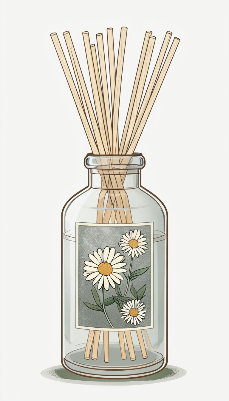Elegant Glass Diffuser Bottle with Daisies Mobile Wallpaper