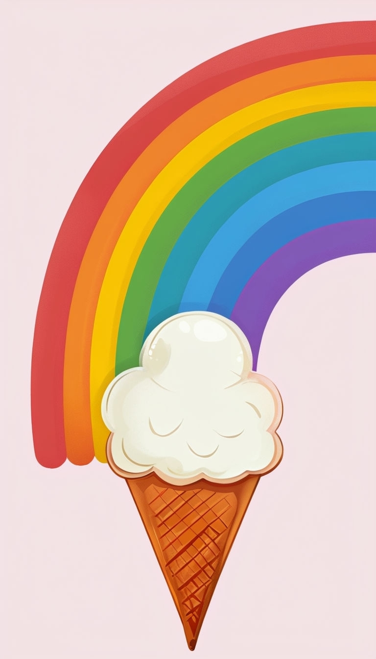 Vibrant Cartoon Rainbow and Ice Cream Cone Phone Case Cover
