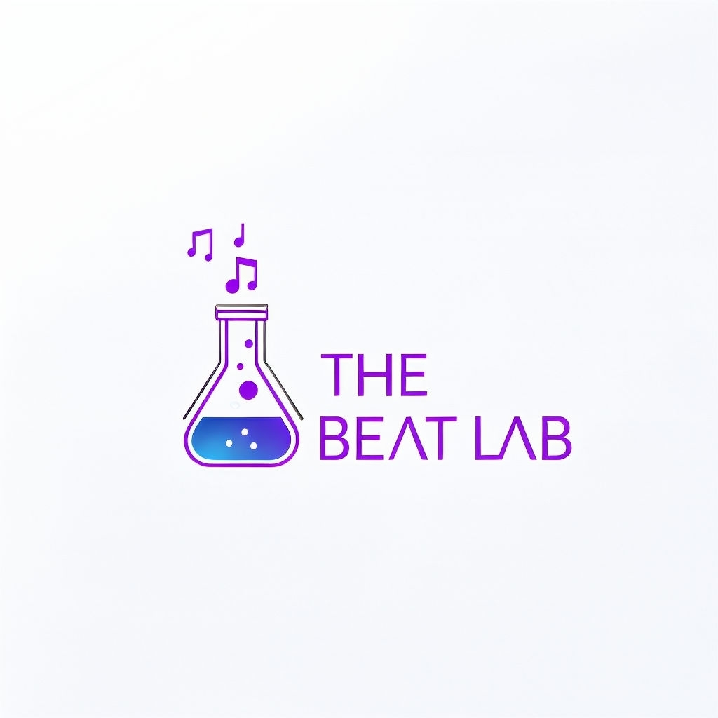 Minimalistic Purple Beat Lab Logo with Music Notes - Playground