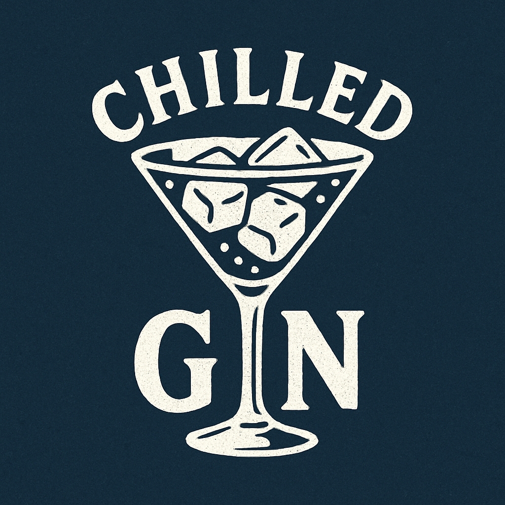 Vintage Chilled Gin Martini Glass Logo Design