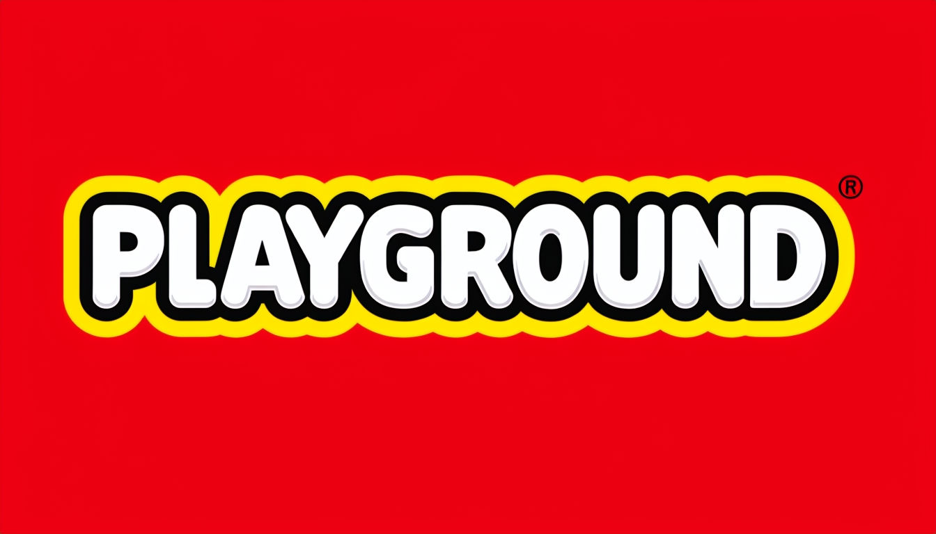 Vibrant PLAYGROUND Vector Logo Inspired by LEGO Design for Logo