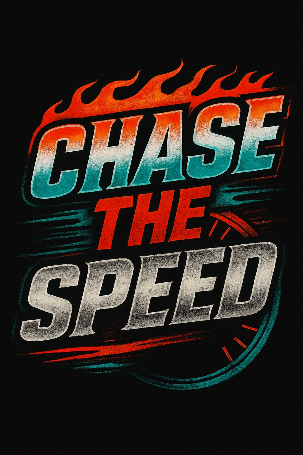 Chase The Speed Dynamic Typography with Flames T-Shirt