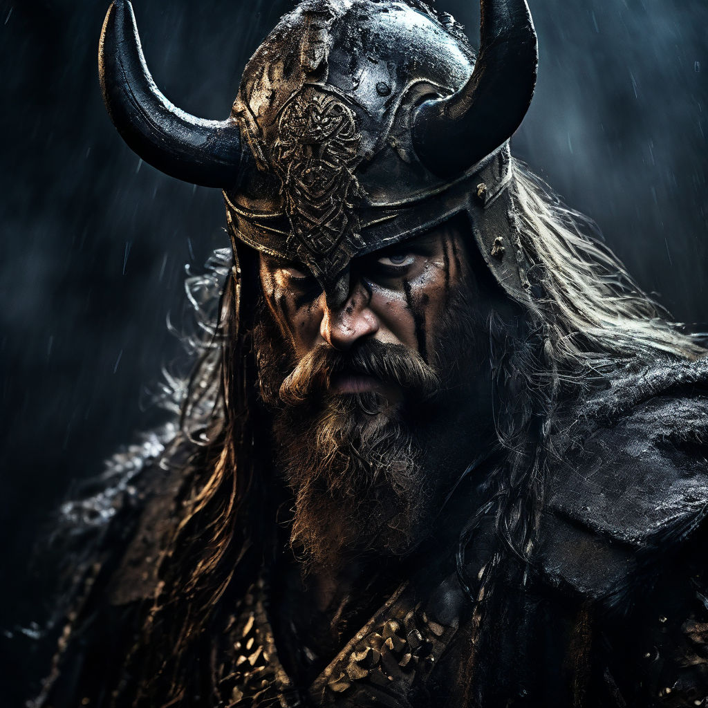 Viking King emerging from black by Lou Schwartz - Playground