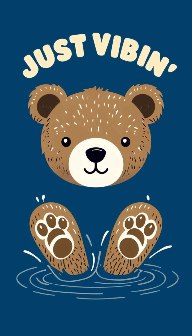 Cute Cartoon Teddy Bear Just Vibin' Digital Art Phone Case Cover