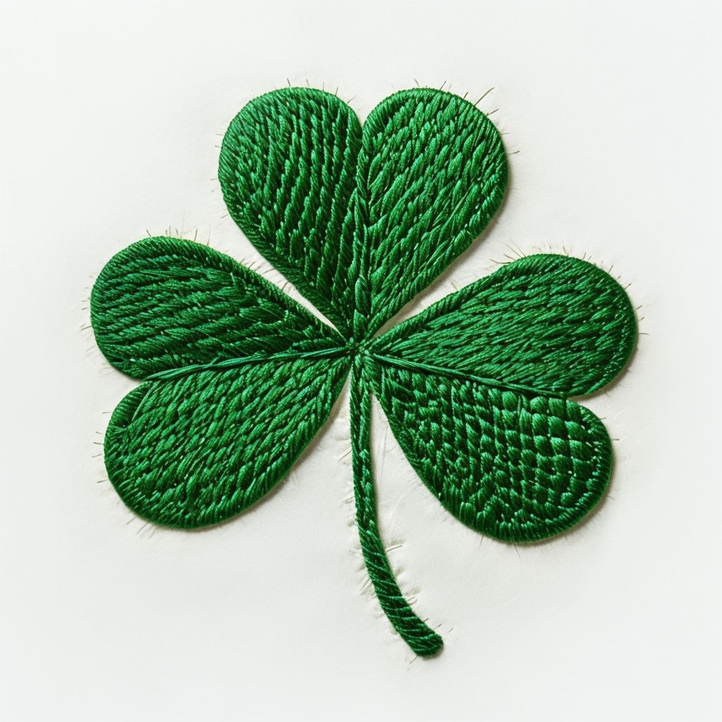 Intricate Four-Leaf Clover Embroidery Design for Hats