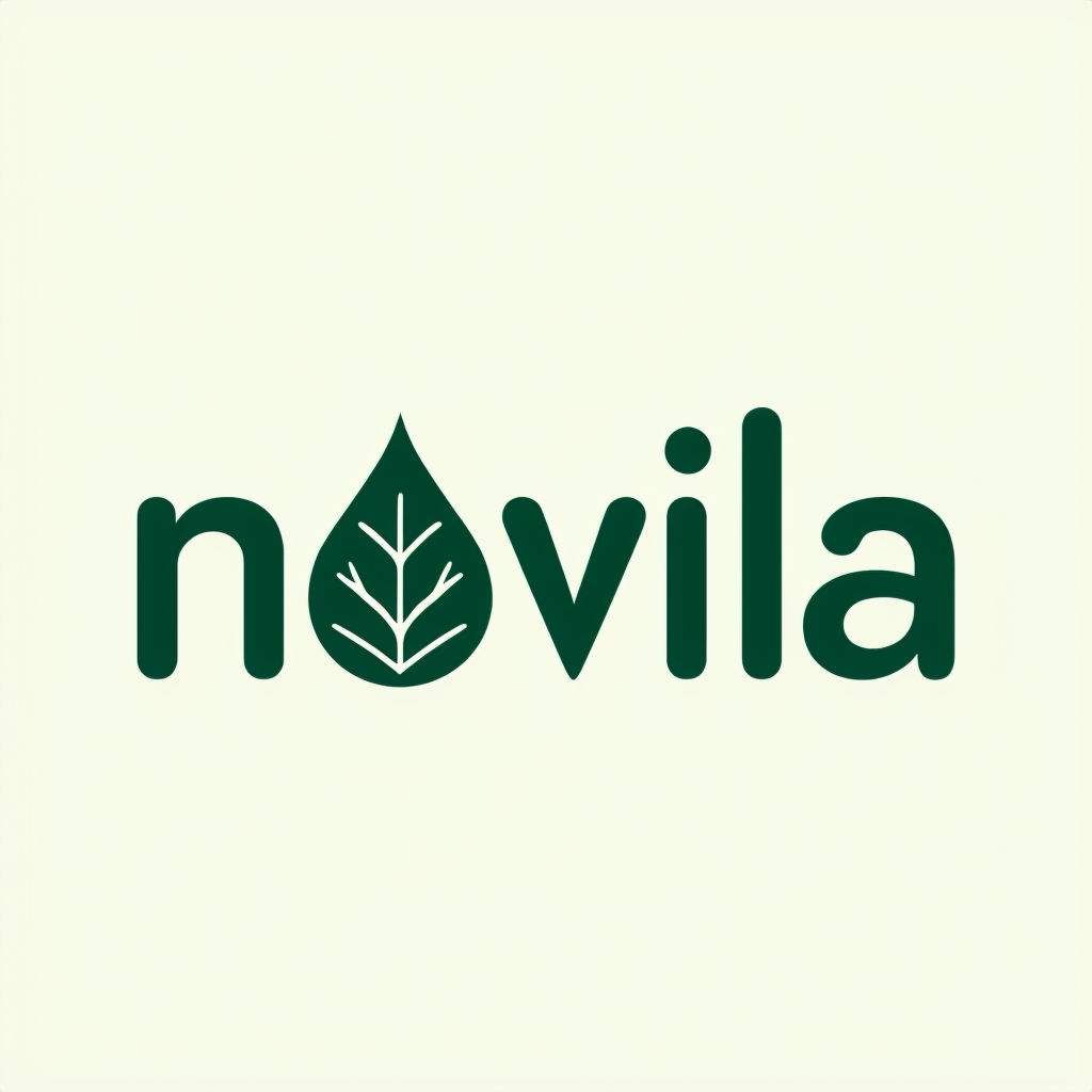 Modern Minimalist Novila Logo with Leaf Graphic Design