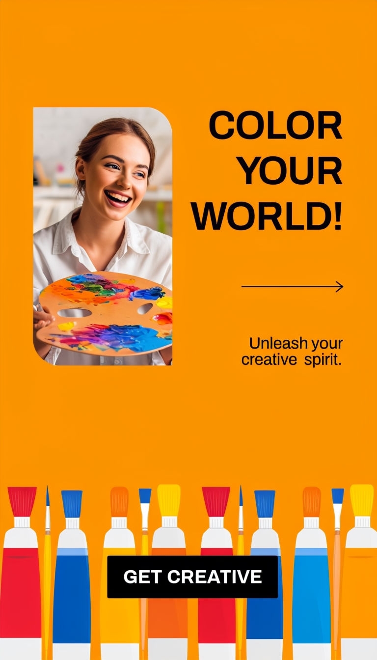 Color Your World Creative Art Advertisement with Vibrant Design Ads