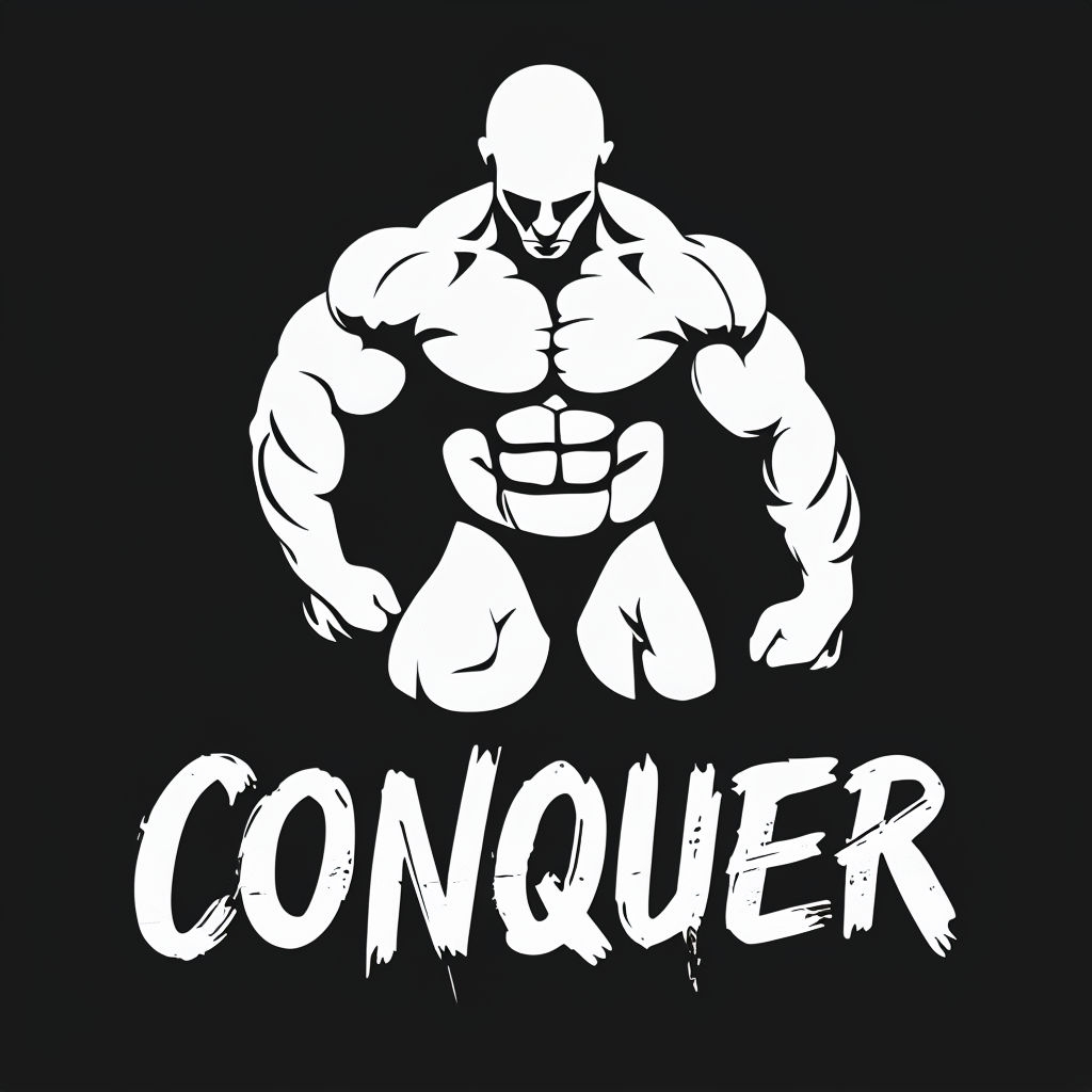 Dynamic Bodybuilder Silhouette with Conquer Motivation T-Shirt