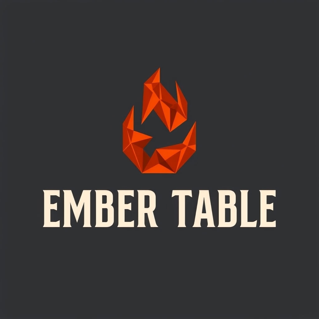 Modern Edgy Ember Table Logo for Wood-Fired Cuisine Restaurant