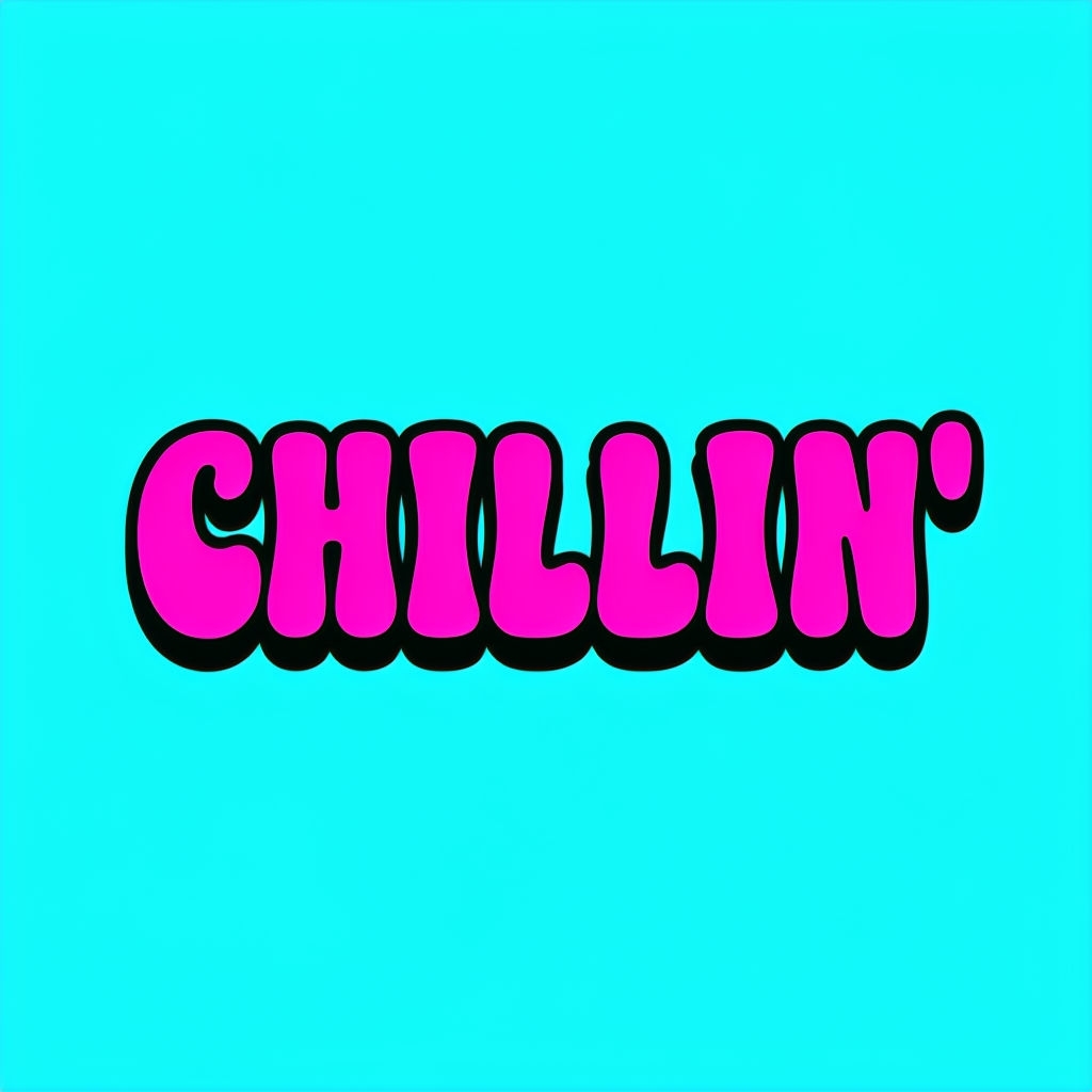 Vibrant Chillin Neon Text on Aqua Background Sticker
