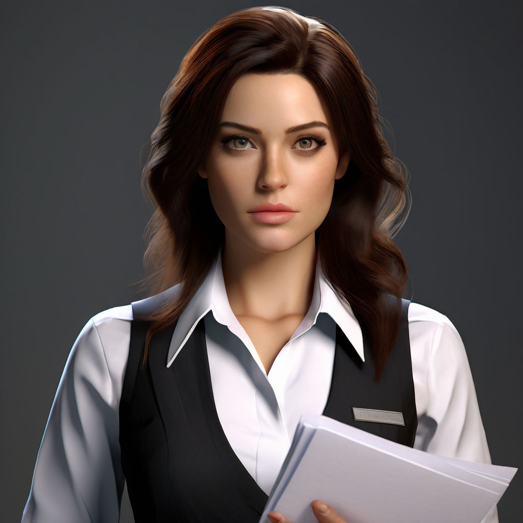 A realistic female CIA agent wearing a black bulletproof ves... by ...