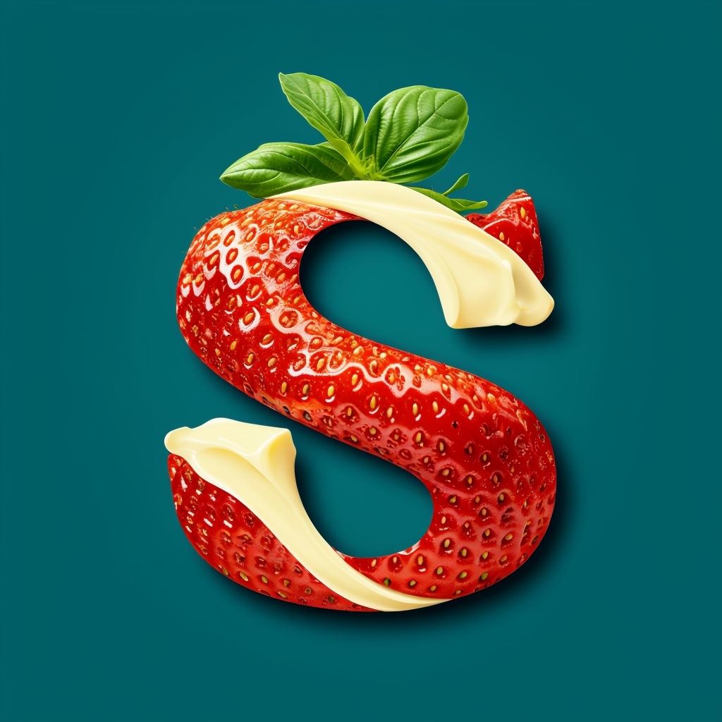 Strawberry Inspired Monogram Logo Design with Basil Accent Monogram