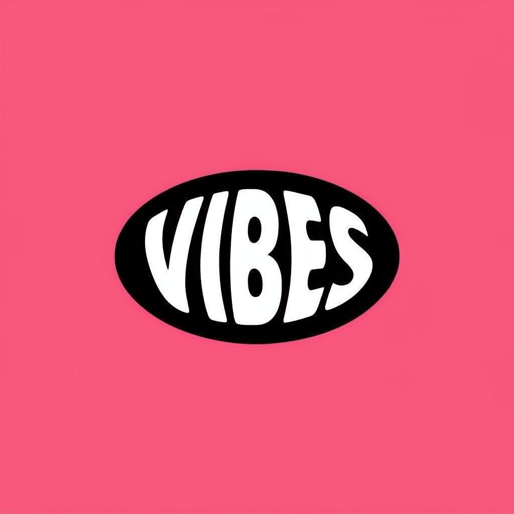 Vibrant Pink Minimalist VIBES Logo Design with Black Emblem