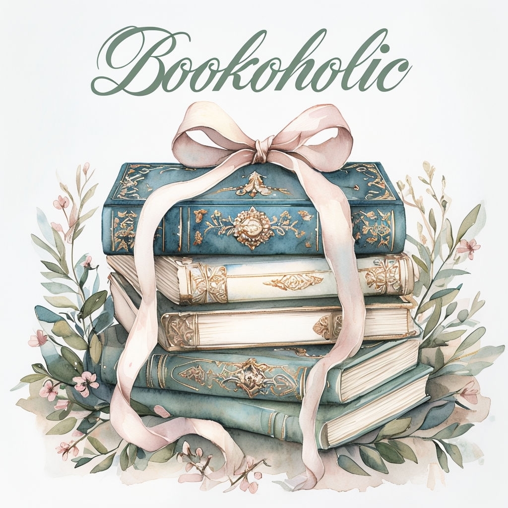 Elegant Watercolor Stack of Books with Ribbon and Flowers Art