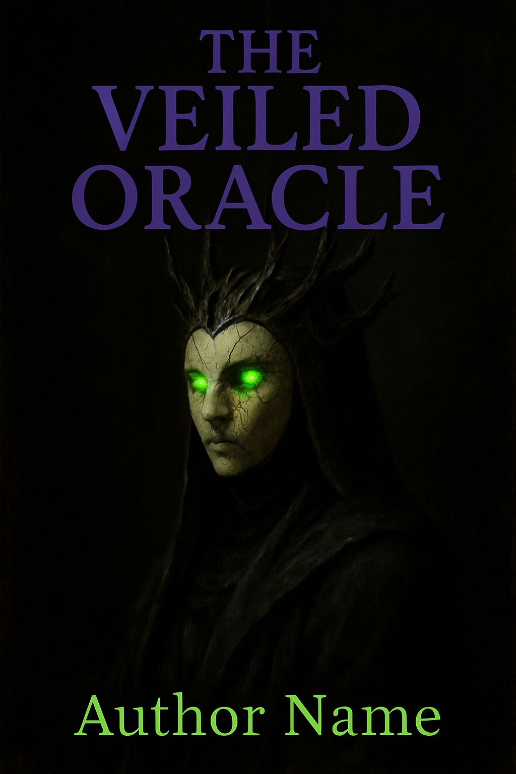 Dark Fantasy EBook Cover for The Veiled Oracle with Mystical Character
