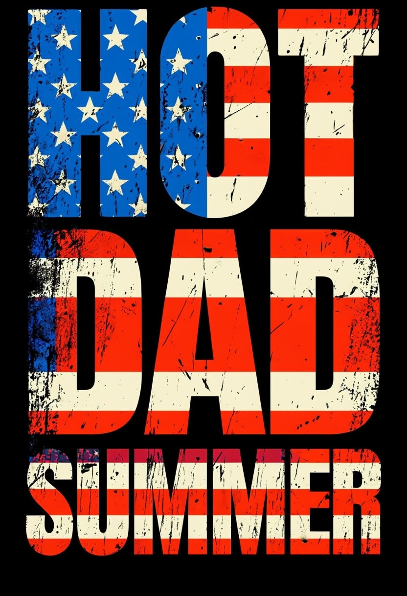 Hot Dad Summer American Flag Text Graphic T-Shirt