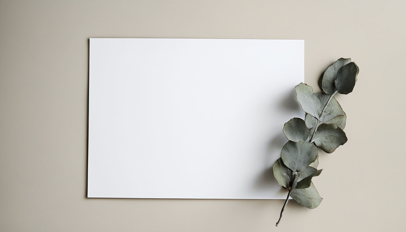 Minimalist White Paper with Dried Eucalyptus Branch Mockup