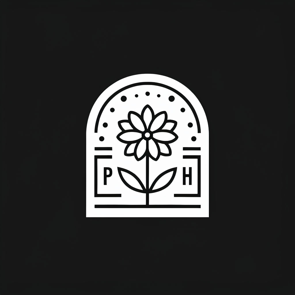 Minimalist Black and White Flower Emblem Logo