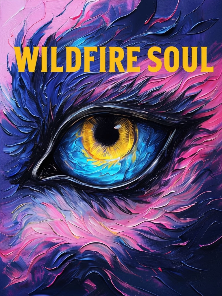 Stylized Large Wolf Eye with Mystical Colors Oil Painting Poster