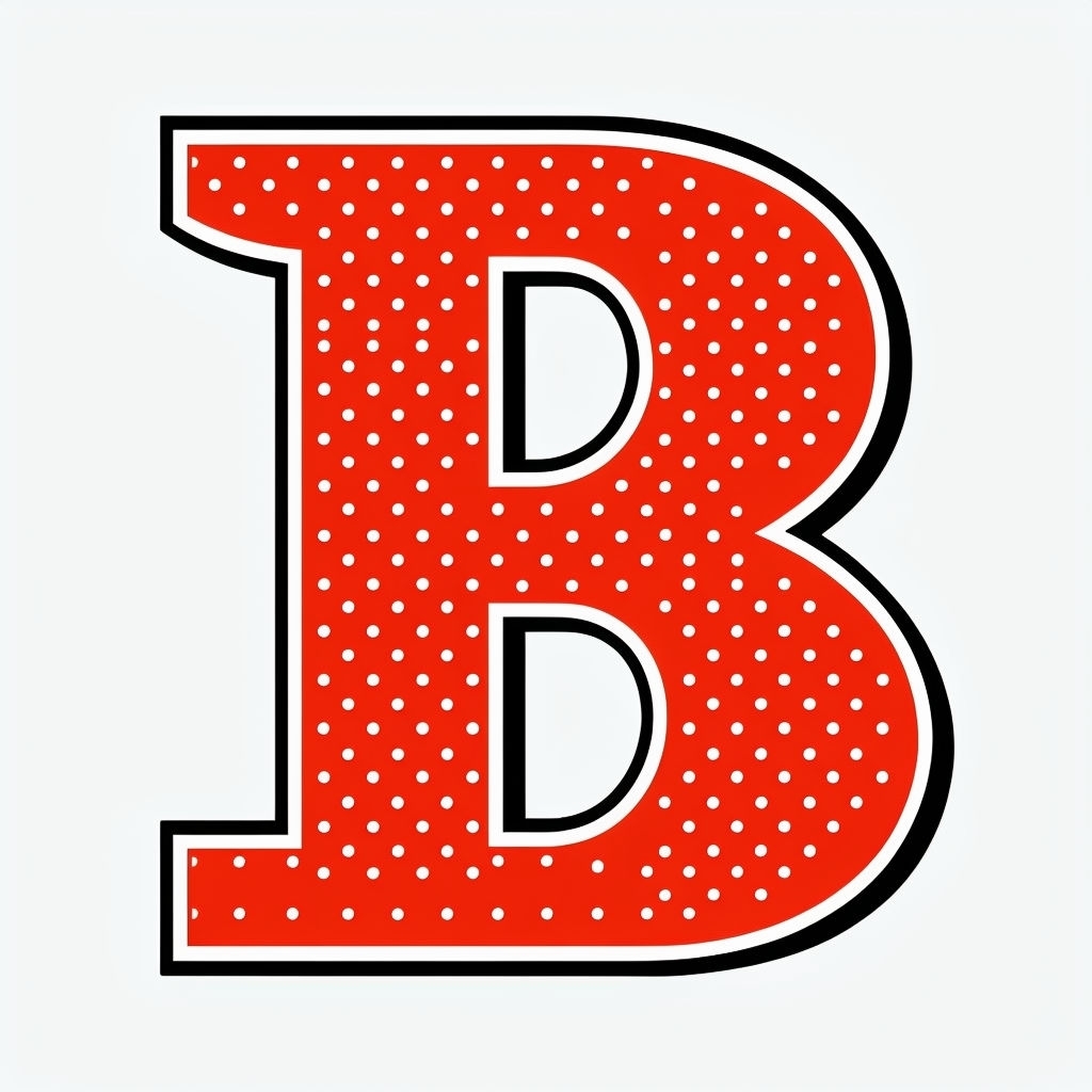 Stylish Red B Monogram Graphic Design with White Dots Sticker