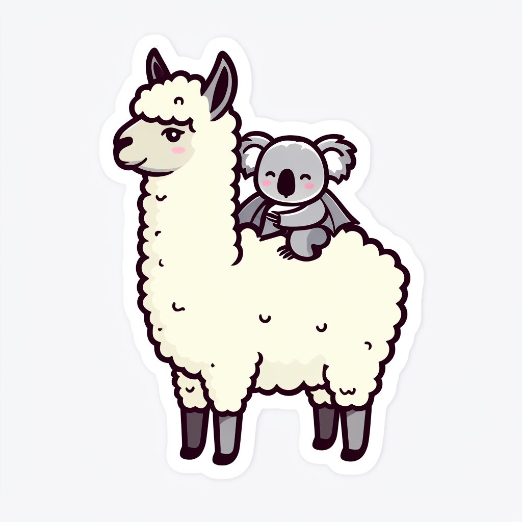 Cute Alpaca and Koala Cartoon Companionship Sticker