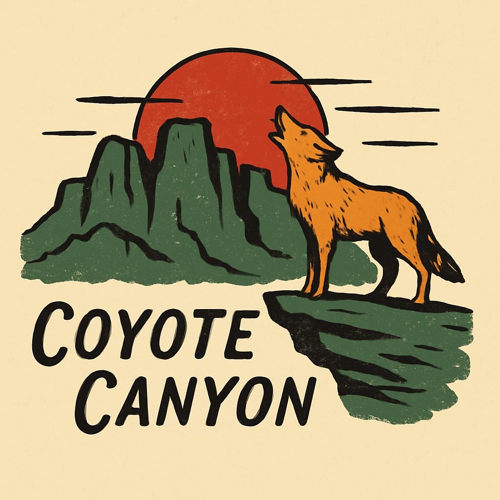 Vintage Coyote Canyon Howling Illustration T-Shirt