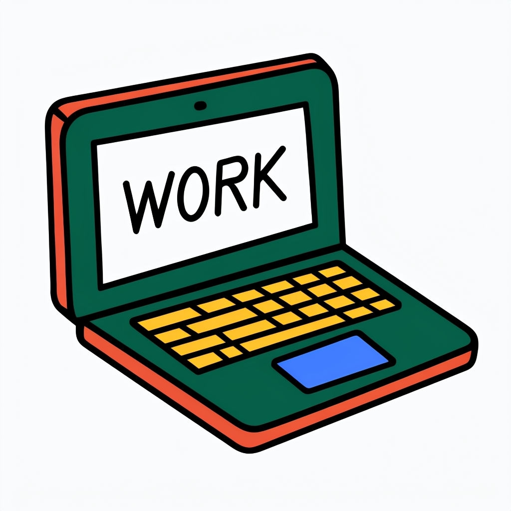 Playful Cartoon Laptop Illustration Sticker