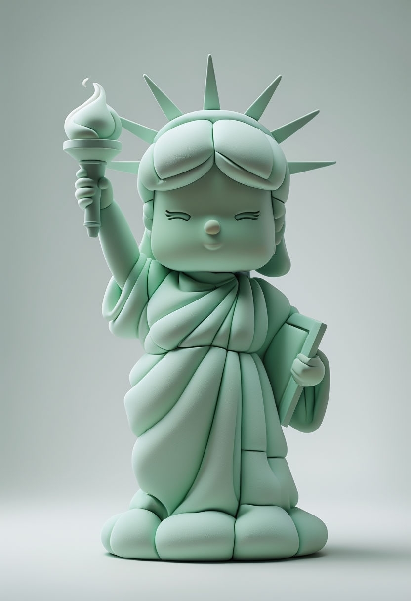 Cute Chibi-Inspired Statue of Liberty Figurine Art